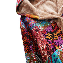 Colorful Print Warm Fleece Hooded Coat