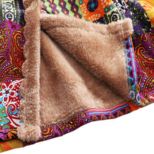 Colorful Print Warm Fleece Hooded Coat