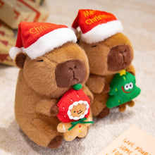 Christmas Capybara Plush Toy with Santa Hat Stuffed Animal