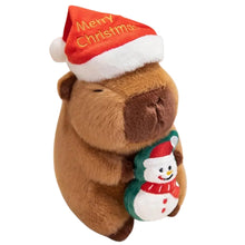 Christmas Capybara Plush Toy with Santa Hat Stuffed Animal