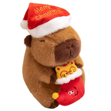 Christmas Capybara Plush Toy with Santa Hat Stuffed Animal