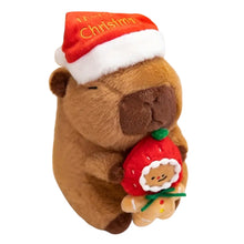 Christmas Capybara Plush Toy with Santa Hat Stuffed Animal