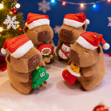 Christmas Capybara Plush Toy with Santa Hat Stuffed Animal