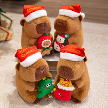 Christmas Capybara Plush Toy with Santa Hat Stuffed Animal
