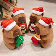 Christmas Capybara Plush Toy with Santa Hat Stuffed Animal