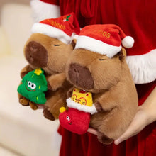 Christmas Capybara Plush Toy with Santa Hat Stuffed Animal