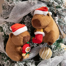 Christmas Capybara Plush Toy with Santa Hat Stuffed Animal