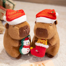 Christmas Capybara Plush Toy with Santa Hat Stuffed Animal