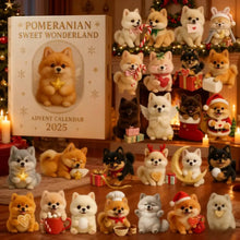 24 Piece Cute Pomeranian Dog Advent Calendar Ornaments