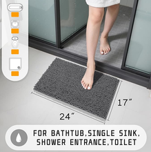 Yimobra Washable Bathroom Rugs, Super Soft & Absorbent Chenille Bath Mat for Floor & Carpet, Quick Dry Non Slip Bath Mat for Tub Shower