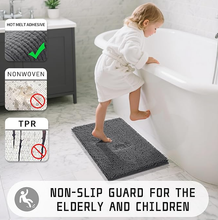 Yimobra Washable Bathroom Rugs, Super Soft & Absorbent Chenille Bath Mat for Floor & Carpet, Quick Dry Non Slip Bath Mat for Tub Shower