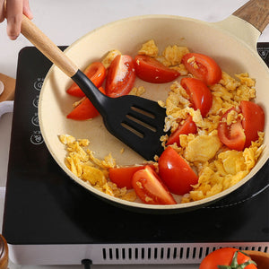 12Pcs Wooden Handles Silicone Cooking Kitchen Utensils Set