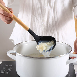 12Pcs Wooden Handles Silicone Cooking Kitchen Utensils Set