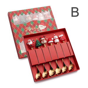 6Pcs Festive Stainless Steel Fork and Spoon Set