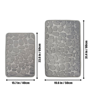 Non-Slip Cobblestone Embossed Memory Foam Bath Rug