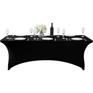 Wrinkle Resistant and Elastic Stretchable Patio Tablecloth Protector for Rectangular Fitted Folding Tables