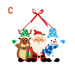 Christmas Porch Door Hanging Banner Christmas Paper Door Decorative Flags