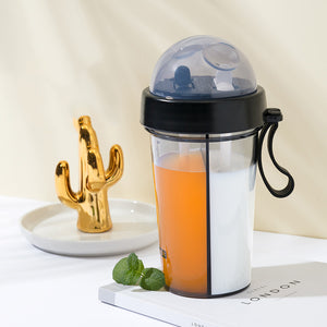 Dual Beverage Separate Straws Leak-Resistant Innovative Water Bottle