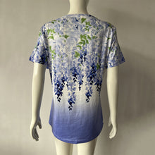 Floral Shoulder Printed V-neck Lace Short-sleeved T-shirt