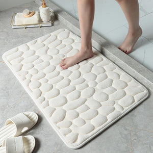 Non-Slip Cobblestone Embossed Memory Foam Bath Rug