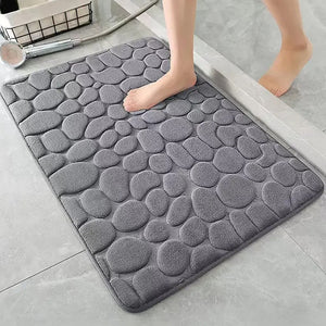 Non-Slip Cobblestone Embossed Memory Foam Bath Rug