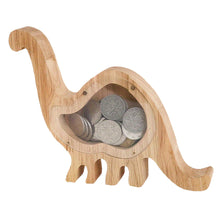 Wooden Jurassic Transparent Piggy Bank