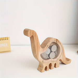 Wooden Jurassic Transparent Piggy Bank