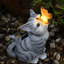 Garden Outdoor Decor - Cat Statue with Solar Butterfly Light