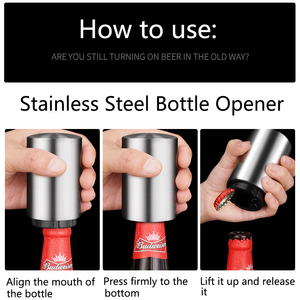 Stainless Steel Push Down Magnet Beer Cap Opener
