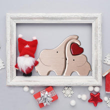 Wooden Family Building Blocks Elephant Statues Decor