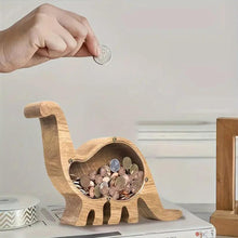 Wooden Jurassic Transparent Piggy Bank