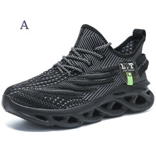 Mens Breathable Knit Round Toe Lace Up Running Shoes