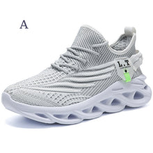 Mens Breathable Knit Round Toe Lace Up Running Shoes