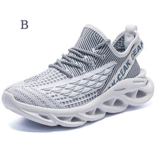 Mens Breathable Knit Round Toe Lace Up Running Shoes
