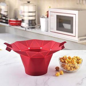 Foldable Red Silicone Popcorn Bucket Bowl Maker