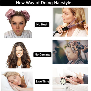 Heatless Soft Curling Rod Headband with Cap