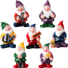 7 Pieces Garden Miniature Gnomes Fairy Resin Statues