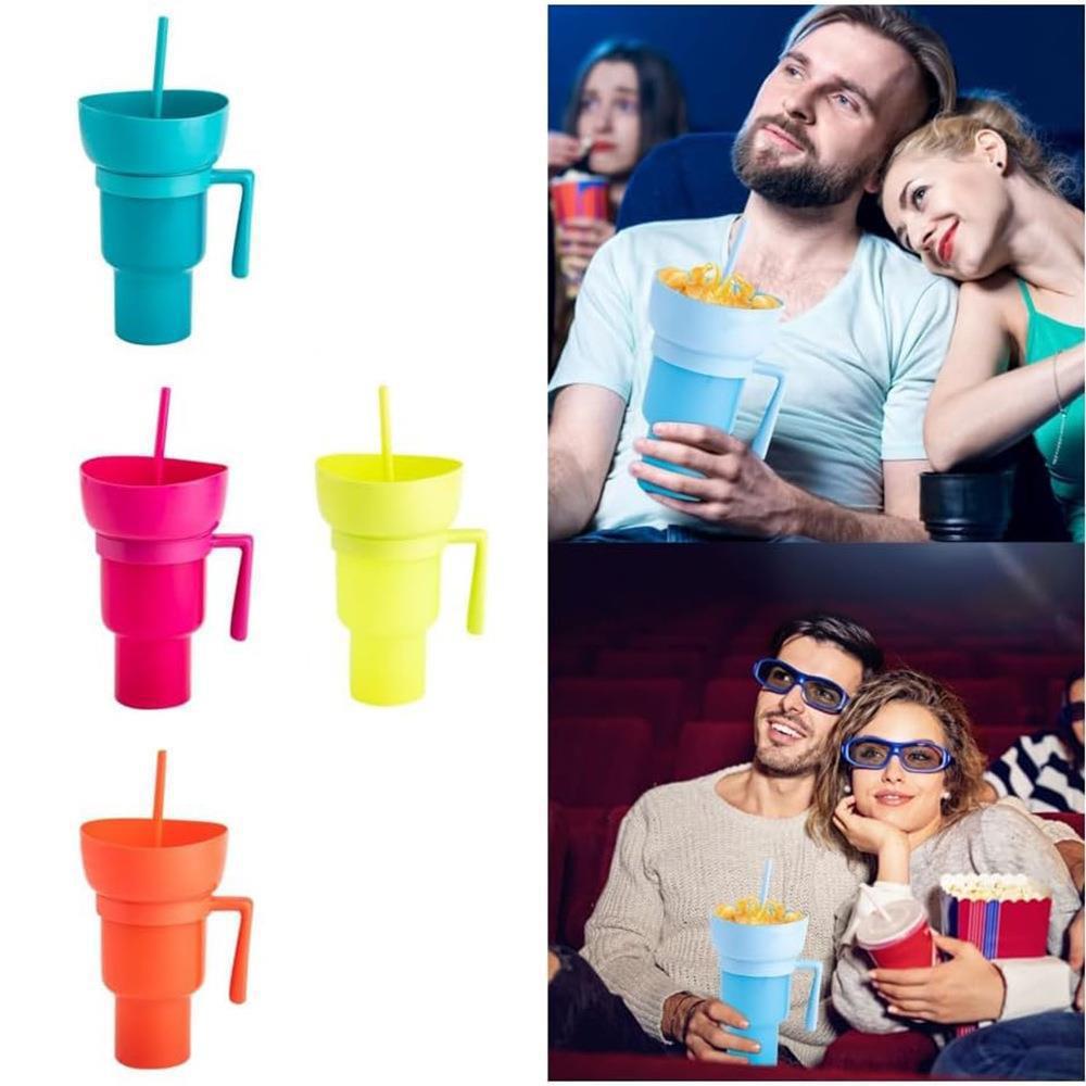 2 In 1 Snack Bowl Combo with Straw