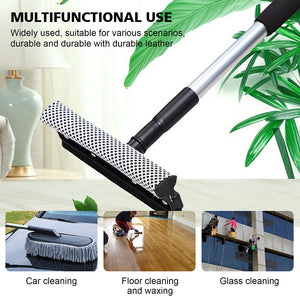 Extendable Window Squeegee Cleaner Scrubber Brush Wiper Sponge