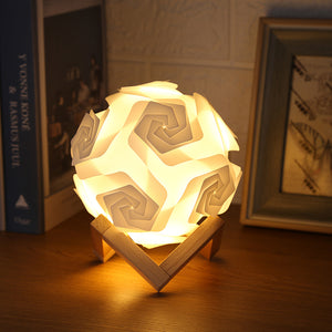 DIY Wooden Moon Orb Modern Style Table Lamp