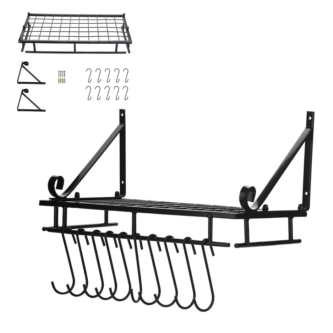 45cm Wall Mounted Metal Hanging Pan Pot Rack