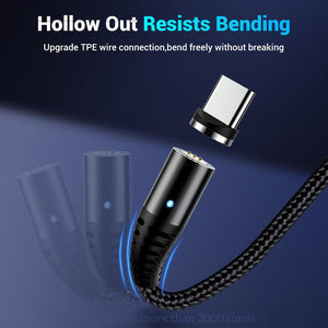3-in-1 Magnetic Fast Charging USB Cable for IOS Android Type-c
