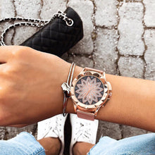 Rose Gold Flower Rhinestone Watch