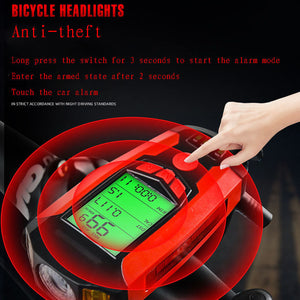 USB Rechargeable Bicycle Headlight with Speedometer Calorie Counter
