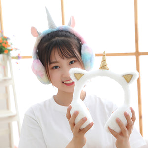 Winter Unicorn Earmuffs Fleece Earwarmer