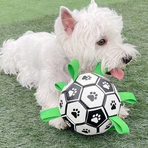 Interactive Training Dog Football Toy with Grab Tabs