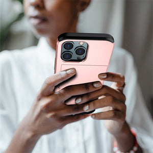Slide Flip Phone Protective Case with  Credit Card Holders