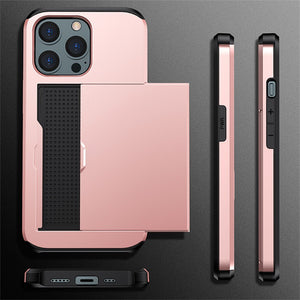 Slide Flip Phone Protective Case with  Credit Card Holders