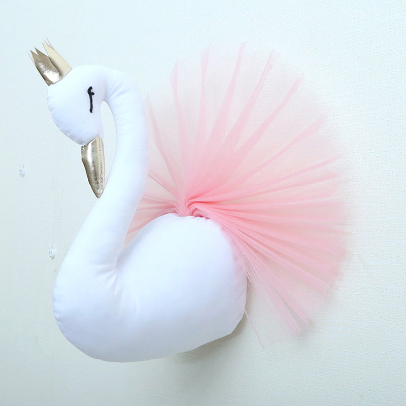 3D Golden Crown Swan Wall Hanging Doll Stuffed Toy