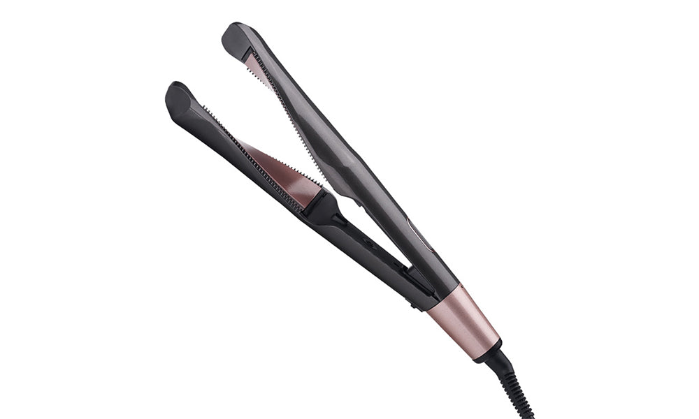 2-In-1 Curling And Straightening Twisted Spiral Hair Iron With LCD Display